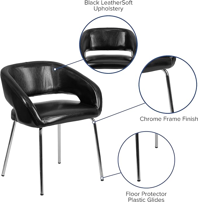 Flash Furniture Fusion Series Contemporary Black LeatherSoft Side Reception Chair - LeafyLoom