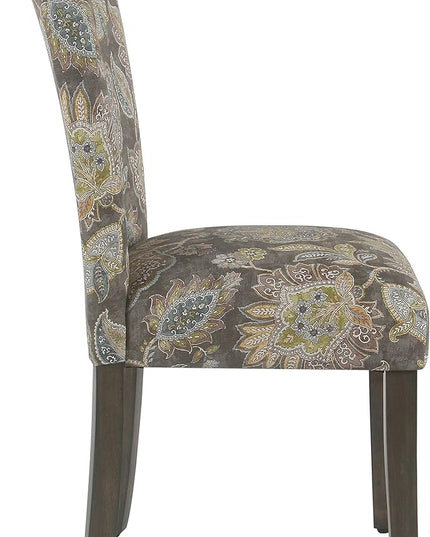 HomePop Parsons Classic Upholstered Accent Dining Chair, Set of 2, Multicolor Gray Floral - LeafyLoom
