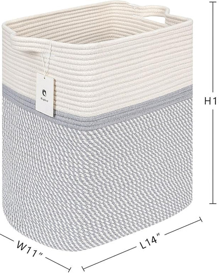 Square laundry basket Clothes Hampers for Laundry Kids Woven BasketsStorage Blanket Large Dog Toy Baskets for Organizing Slim Rectangular with Shoe Handles For Rectangle Baske Nursery - LeafyLoom