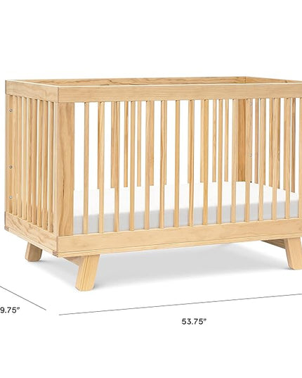babyletto Hudson 3-in-1 Convertible Crib with Toddler Bed Conversion Kit in Natural, Greenguard Gold Certified - LeafyLoom
