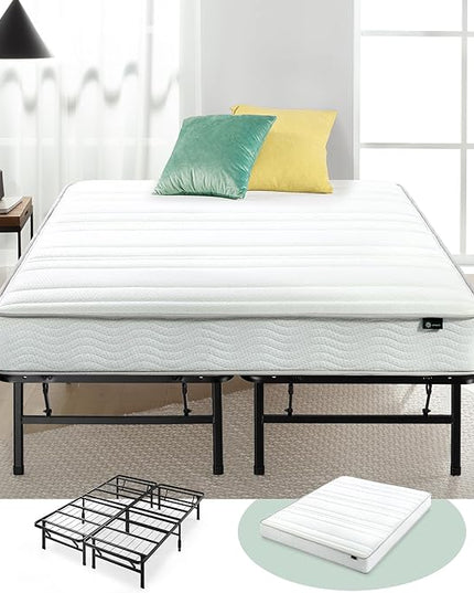 ZINUS 8 Inch Foam and Spring Mattress and SmartBase Metal Mattress Foundation Set / Bed and Mattress Set / No Box Spring Needed / Mattress in a Box, Full - LeafyLoom