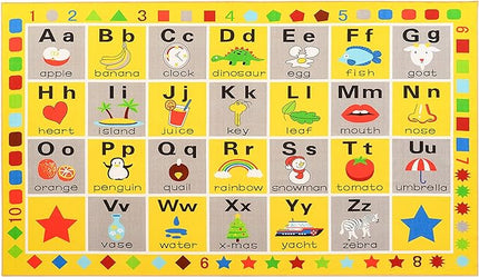 Booooom Jackson ABC Rug, 3.3 x 4.9 ft, Educational Area Rug for Kids, Non-Slip Polyester Rug with Alphabet, Shapes, Animals & Fruits, Perfect for Playroom, Nursery, Classroom - LeafyLoom