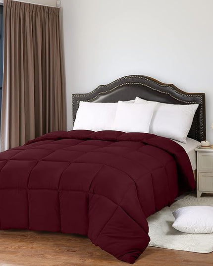 Utopia Bedding All Season 250 GSM Comforter - Plush Siliconized Fiberfill - Box Stitched (King/Cal King Size, Burgundy) - LeafyLoom