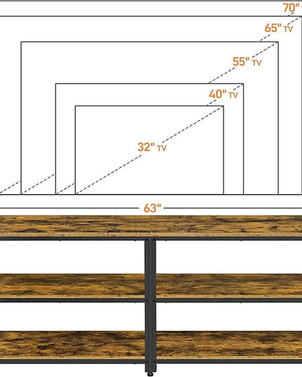 Yaheetech TV Stand for TVs Up to 70 Inches, Entertainment Center with 3-Tier Wooden Storage Shelves TV Console for Living Room, Rustic Brown - LeafyLoom