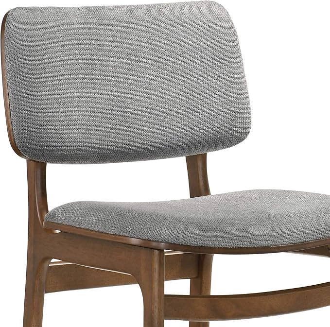 Armen Living Lima Wood Dining Accent Chairs Finish Fabric-Set of 2, 20" Wide, 22"D x 20"W x 31.5"H, Walnut/Grey - LeafyLoom