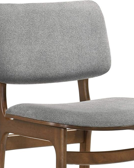 Armen Living Lima Wood Dining Accent Chairs Finish Fabric-Set of 2, 20" Wide, 22"D x 20"W x 31.5"H, Walnut/Grey - LeafyLoom
