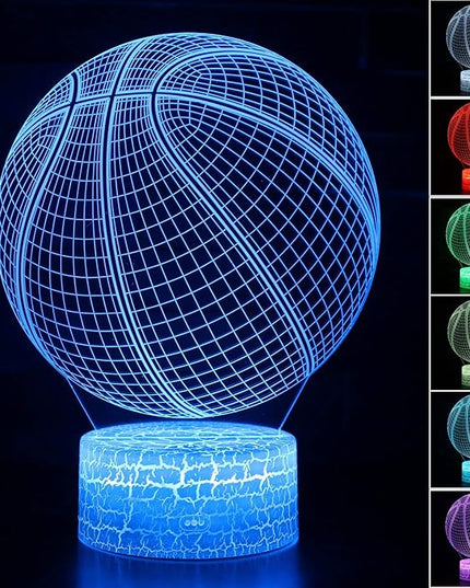 Basketball Night Light,3D Illusion Lamp 16 Color Changing&Dimming by Remote Control or Smart Touch LED Bedside Lamps,Sports Decor for Boys Bedroom Girls Kids Teens Birthday Holiday Xmas Gifts - LeafyLoom