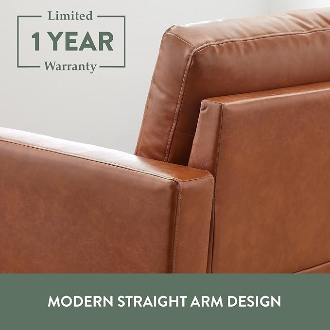 Edenbrook Archer Upholstered Couch – Couches for Living Room - Camel Faux Leather Couch - Living Room Furniture - Small Couch - Seats Three - Straight Arm Modern Couch, Sofa - LeafyLoom
