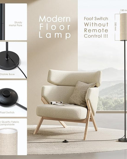 Floor Lamps for Living Room with 3 Color Temperatures, Modern Standing Lamp Tall Industrial Reading for Bedroom, Living Room, Office, Kids Room, Dimmable Floor Lamp,9W Bulb Included - LeafyLoom