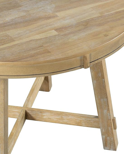 NicBex Dining Table Contemporary Kitchen Table Farmhouse Rustic Round Extendable Dining Table with 16" Leaf Wood Kitchen Table Round Dining Table, Natural Wood Wash - LeafyLoom