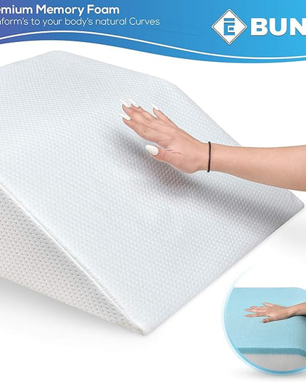 Ebung Leg Elevation Pillow with Memory Foam & Cooling Gel - Elevated Leg Pillows for Sleeping, Blood Circulation, Leg Swelling Relief, and Sciatica Pain Relief - Pillow for Back Pain and Pregnancy - LeafyLoom