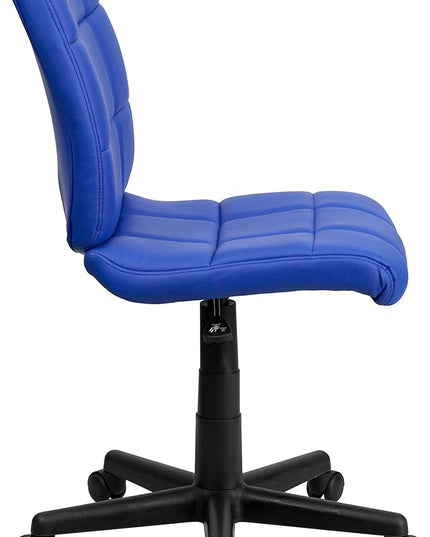 Flash Furniture Clayton Mid-Back Blue Quilted Vinyl Swivel Task Office Chair - LeafyLoom