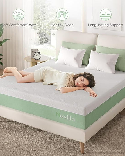 Novilla Twin Mattress,10 Inch Gel Memory Foam Mattress for Suppotive &Pressure Relieving, Medium Firm Feel Mattress in a Box,Bliss - LeafyLoom