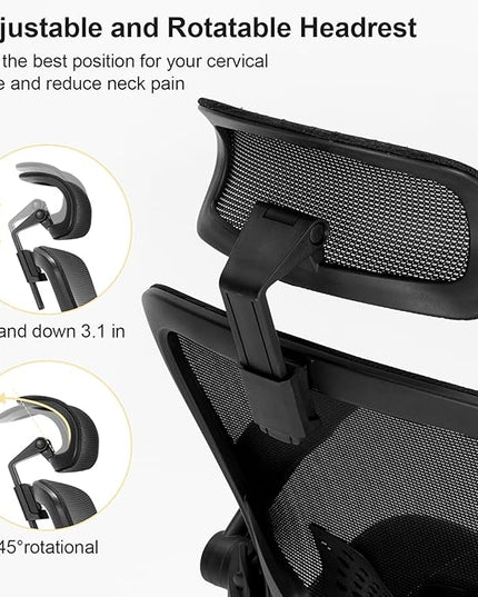 Big and Tall Office Chair, 400lbs Heavy Duty Ergonomic Desk Chair with Soft 3D Modeling Foam Cushion Home Office Desk Chairs with Adjustable Headrest Seat Height Executive Computer Task Chair - LeafyLoom