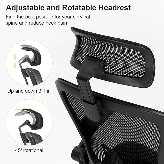 Big and Tall Office Chair, 400lbs Heavy Duty Ergonomic Desk Chair with Soft 3D Modeling Foam Cushion Home Office Desk Chairs with Adjustable Headrest Seat Height Executive Computer Task Chair - LeafyLoom