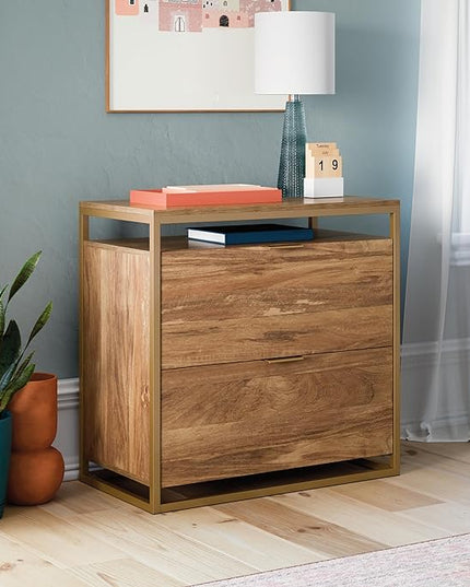 Sauder International Lux Lateral File, L: 30.32" x W: 16.54" x H: 29.72", Sindoori Mango Finish - LeafyLoom