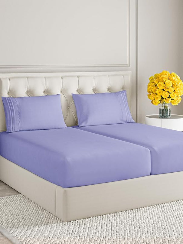 Split King Size 5 Piece Sheet Set - Comfy Breathable & Cooling Sheets - Hotel Luxury Bed Sheets for Women & Men - Deep Pockets, Easy-Fit, Soft & Wrinkle Free Sheets - Lavender Oeko-Tex Bed Sheet Set - LeafyLoom