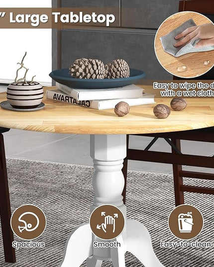 Round Dining Table, Natural - LeafyLoom