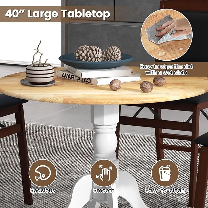 Round Dining Table, Natural - LeafyLoom
