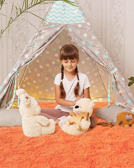 Softlife Area Rug for Living Room, 5x8 Feet Plush Fluffy Rug for Bedroom, Orange Furry Shag Rug for Aesthetic Christmas Room Decor, Ultra Soft Modern Fuzzy Faux Fur Carpet for Kids Nursery Room Dorm - LeafyLoom