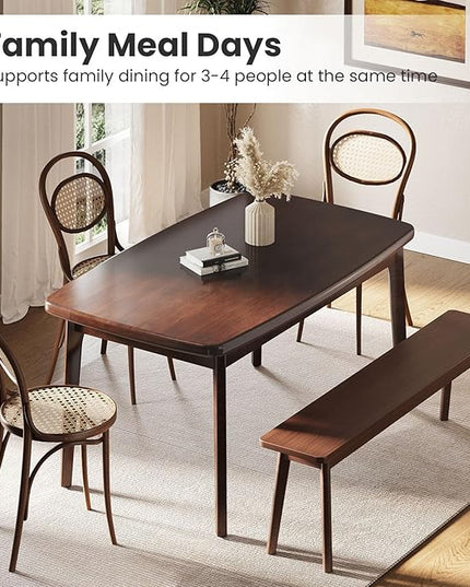 KKL Malaysian Oak Dining Table, 47" Kitchen Table for 2, Mid Century Modern Wood Dining Table, Easy Assembly, Coffee - LeafyLoom