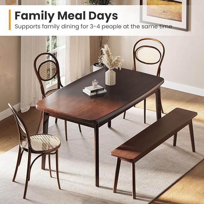 KKL Malaysian Oak Dining Table, 47" Kitchen Table for 2, Mid Century Modern Wood Dining Table, Easy Assembly, Coffee - LeafyLoom