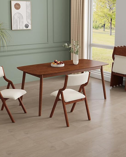 Ball & Cast Padded Folding Chairs 2 Pack,Solid Wood Frame,18" Seat Height,Space Saving,Easy to CarrySuitable for dining room, bedroom and outdoor, Milky white - LeafyLoom