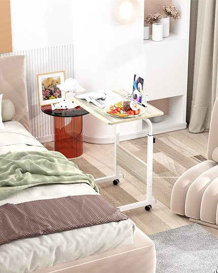 SogesGame End Table Height Adjustable Laptop Table, Portable Desk Cart Tray Mobile Side Table Sofa Table, Snack Table Industrial C Table for Coffee Snack Sofa,Maple,05#3-60MP-S8-US - LeafyLoom