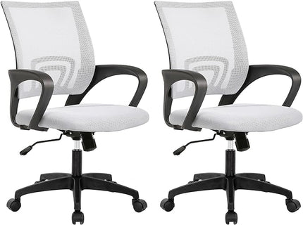 BestOffice Home Office Chair Ergonomic Desk Chair Mesh Computer Chair with Lumbar Support Armrest Executive Rolling Swivel Adjustable Mid Back Task Chair,White - LeafyLoom