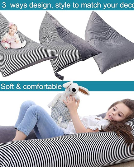Stuffed Animal Storage Bean Bag Chair Cover | 53" Extra Large Beanbag Cover for Kids and Adults, Plush Toys Holder and Organizer for Boys and Girls | Premium Velvet - Soft & Comfortable - LeafyLoom