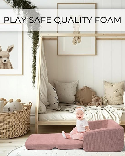 ZICOTO Comfy Kids Chair for Toddler - Stylish 2 in 1 Lounger Made of Memory Foam Easily Unfolds Into a Soft Baby Couch to Nap On - Modern Fold Out Sofa for The Little Ones - LeafyLoom
