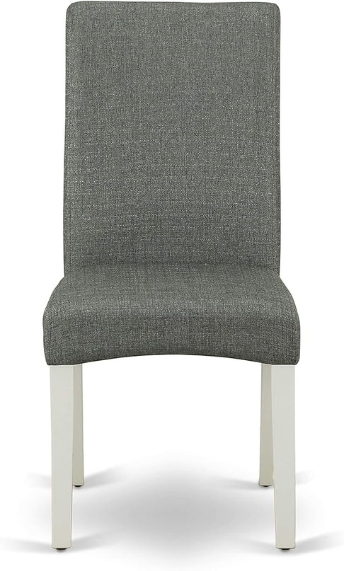 East West Furniture Hartland 3 Piece Set Contains a Round Dining Room Table with Pedestal and 2 Gray Linen Fabric Upholstered Parson Chairs, 42x42 Inch, HBDR3-LWH-07 - LeafyLoom