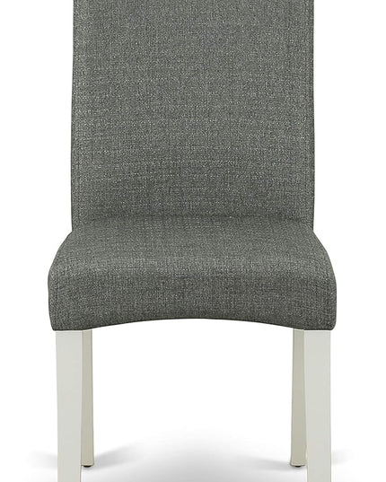 East West Furniture Hartland 5 Piece Room Set includes a Round Kitchen Table with Pedestal and 4 Gray Linen Fabric Parson Dining Chairs, 42x42 Inch, HBDR5-LWH-07 - LeafyLoom