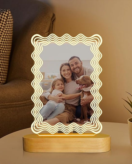 Attivolife Light up Wavy Photo Frame, 4x6 Inches Picture Frame Cute Night Light for Bedroom Aesthetic, Unique Birthday Christmas Gifts for Girl Lover Friends - LeafyLoom