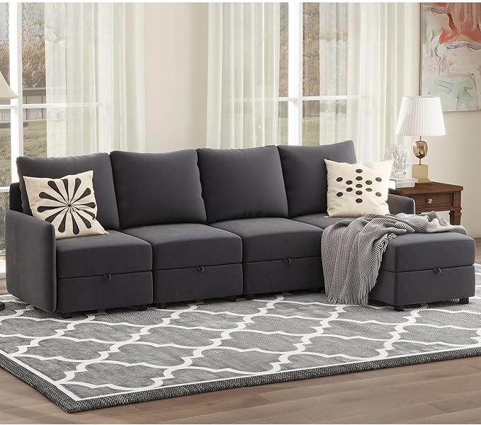 COMHOMA Convertible Sectional Sofa for Living Room, Free Combination L/U Shaped Sofa with Storage Chaise for Living Room, Apartment and Small Space 5 Seaters(4+1) - LeafyLoom