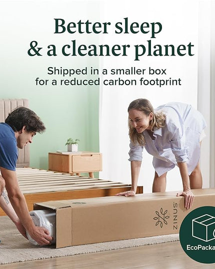 ZINUS 10 Inch Green Tea Memory Foam Mattress [New Version], Twin, Fiberglass free, Medium Firm Feel, Zoned Pressure Relief, Certified Safe Foams & Fabric, Mattress in A Box - LeafyLoom