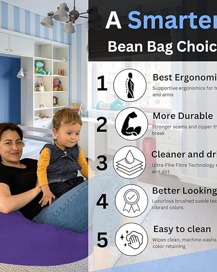 Bean Bag Chair Cover 3.5 ft (No Filler) | XL Stuffed Animal Storage | Double Stitched | Long Durable Zipper | Premium Microsuede… - LeafyLoom