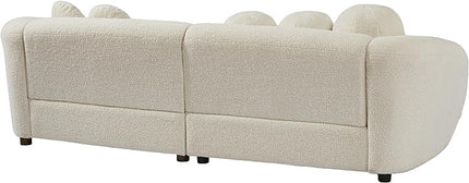 Seater Sofa&Couch Modern Cloud Curved Sofa Comfy Boucle Couch, Luxury 3 Teddy Fabric Upholstered Leisure Deap Seat Sectional Sofá with 5 Decorative Throw Pillows for Living Room, 87.7", Beige-338 - LeafyLoom