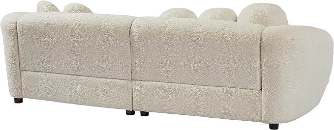 Seater Sofa&Couch Modern Cloud Curved Sofa Comfy Boucle Couch, Luxury 3 Teddy Fabric Upholstered Leisure Deap Seat Sectional Sofá with 5 Decorative Throw Pillows for Living Room, 87.7", Beige-338 - LeafyLoom