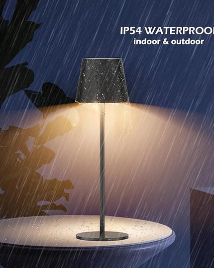 Aipsun Cordless Table Lamp RGB 2 Pack 5000mAh 3W Battery Operated Lamp Portable LED Black Rechargeable Table Lamp 3000K Stepless Dimming Touch Lamp for Home/Outdoor Waterproof - LeafyLoom