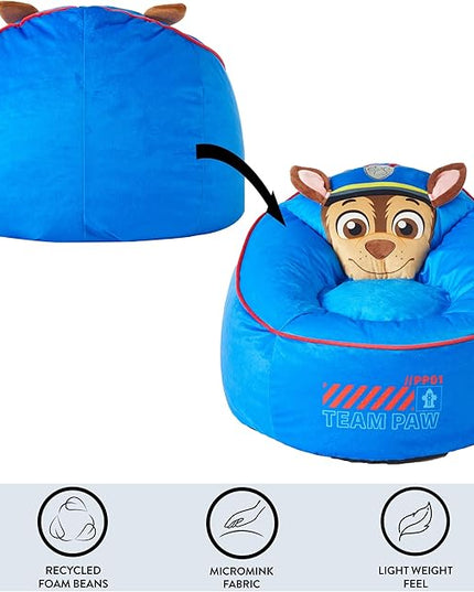 Idea Nuova Paw Patrol The Mighty Movie Hillside by pod Plush Kids Bean Bag Chair, 24" Wx24 Dx17 H - LeafyLoom
