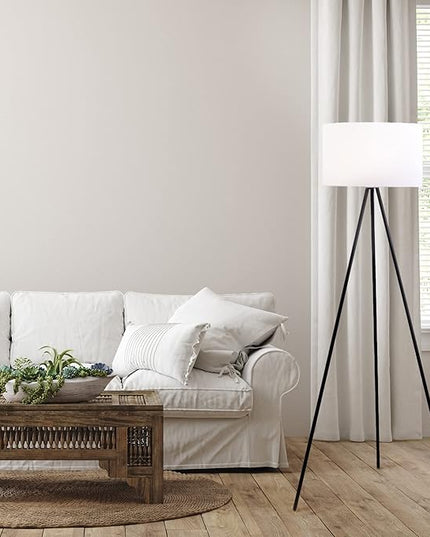 Catalina Lighting 19973-000 Mid-Century Modern Tripod Floor Lamp, Standing Lamp, Living Room Floor Light, LED Bulb NOT Included, 61.25", Black - LeafyLoom