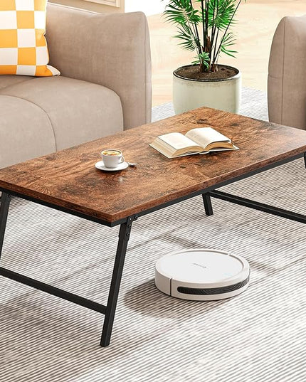 Folding Coffee Table, Leg Latches Portable Sturdy Floor Table Desk for Sitting on The Floor, No Assembly Low Coffee Table for Living Room, Home, Office, Rustic Brown, 41.34L×21.65W×15.75H - LeafyLoom