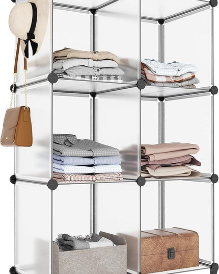 HOMIDEC 6-Cube Storage Organizer, Closet Organizer Storage shelf Bookcase Bookshelf with Metal Hammer, Storage Cubes Organizer Cabinet for Kids, Closet, Bedroom, Bathroom, (11.8x11.8x11.8 inch) - LeafyLoom