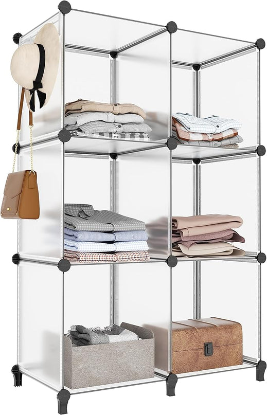 HOMIDEC 6-Cube Storage Organizer, Closet Organizer Storage shelf Bookcase Bookshelf with Metal Hammer, Storage Cubes Organizer Cabinet for Kids, Closet, Bedroom, Bathroom, (11.8x11.8x11.8 inch) - LeafyLoom