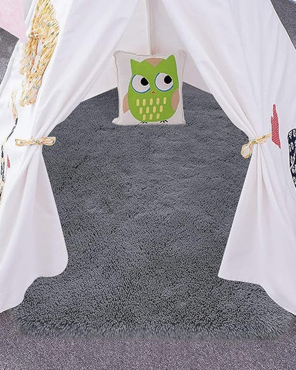 junovo Ultra Soft Rug for Nursery Children Room Baby Room Home Decor Dormitory Hexagon Carpet for Playhouse Princess Tent Kids Play Castle, Diameter 4.6 ft, Grey - LeafyLoom