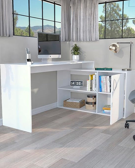 NicBex Kimberly-DW-00202-LWJ Home Office Desks, 59.64"x45.86"x30.11", White - LeafyLoom