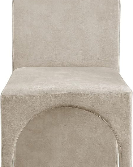 Meridian Furniture Summer Collection Modern | Contemporary Velvet Upholstered Dining Side Chair with Steel Frame, Set of 2, Stone - LeafyLoom