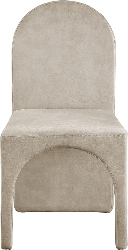 Meridian Furniture Summer Collection Modern | Contemporary Velvet Upholstered Dining Side Chair with Steel Frame, Set of 2, Stone - LeafyLoom