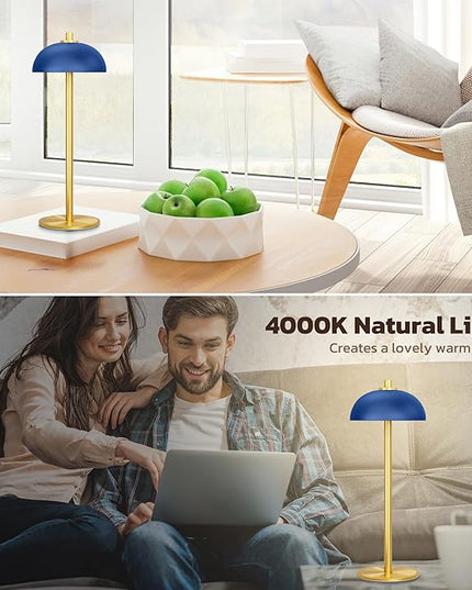 2 Pack Cordless Table Lamp, 5000mAh Portable Rechargeable Table Lamp, 3 Color Modes Stepless Dimming Table Light with Memory Function, for Dinner, Patio, Home, Restaurant.(Blue) - LeafyLoom